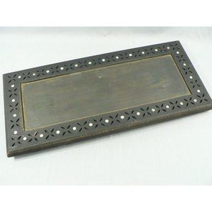 Tray Serving Handmade Wood Metal Insert Cut Out Detailing
